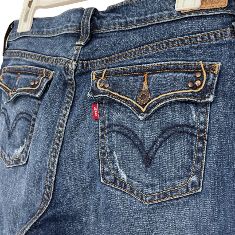 Levi’s Bootcut 515 Ankle Jeans Blue Denim Raw Hem Button Pocket Womens SZ 6 Long